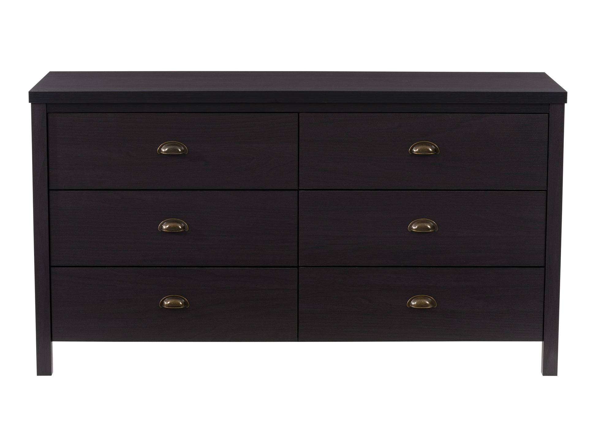 Black 6-Drawer Wide Dresser with Interlocking Drawers - FINAL SALE ITEM Black 6-Drawer Wide Dresser with Interlocking Drawers - FINAL SALE ITEM