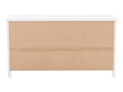 White 6-Drawer Wide Dresser with Interlocking Drawers