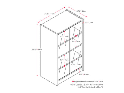 Media Storage Cabinet with Doors, 21"