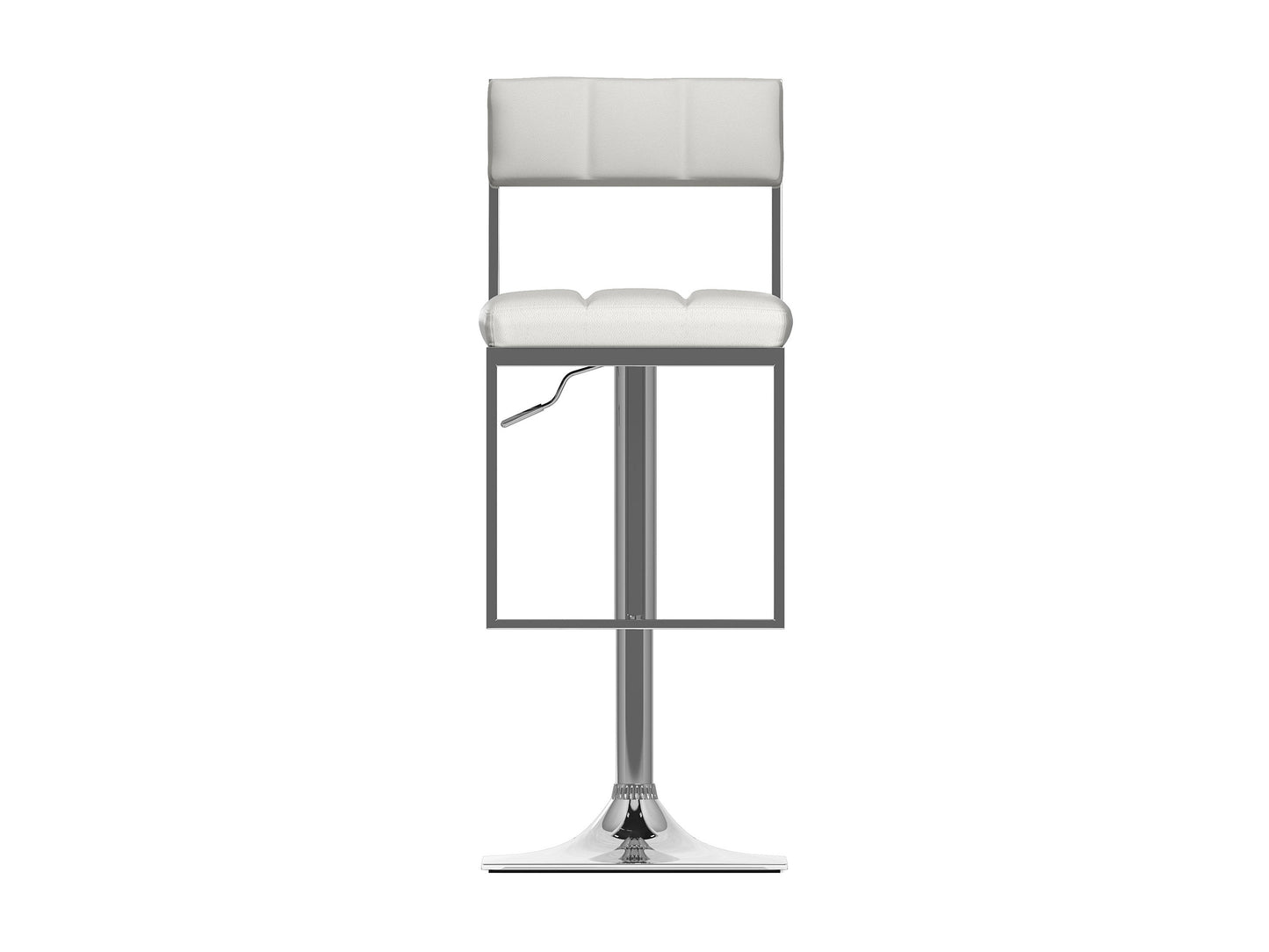 White bar stools, set of 2, with cushioned seats and sleek chrome legs, perfect for modern kitchen or bar settings.