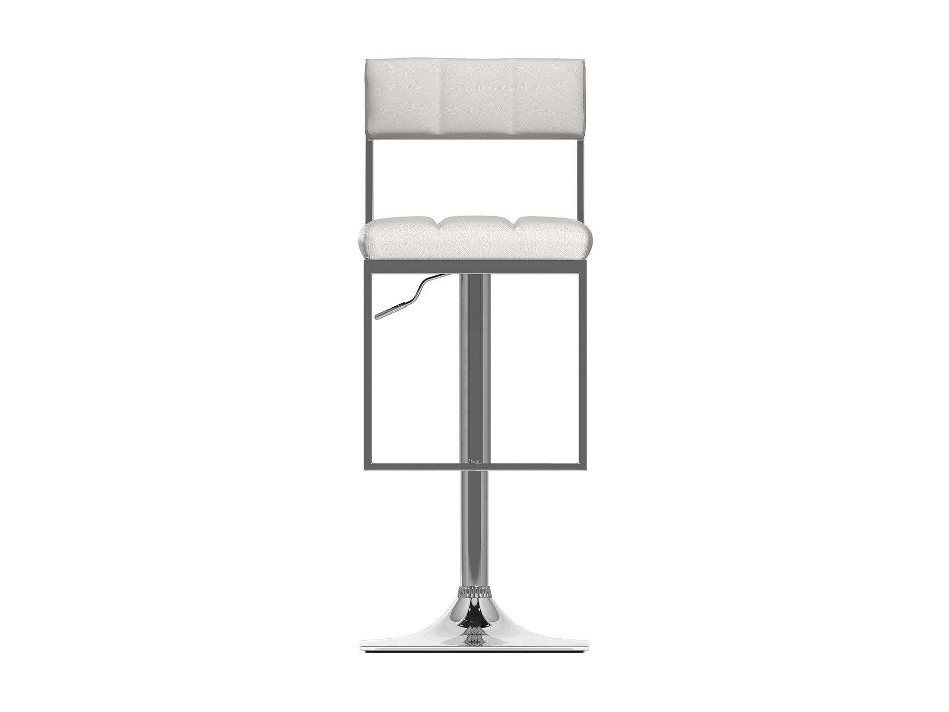 White bar stools, set of 2, with cushioned seats and sleek chrome legs, perfect for modern kitchen or bar settings.