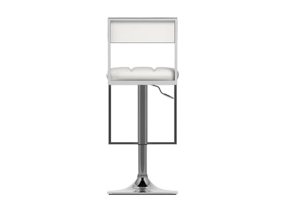 White bar stools set of 2 with chrome legs, cushioned seats, and modern design for kitchen or bar areas.