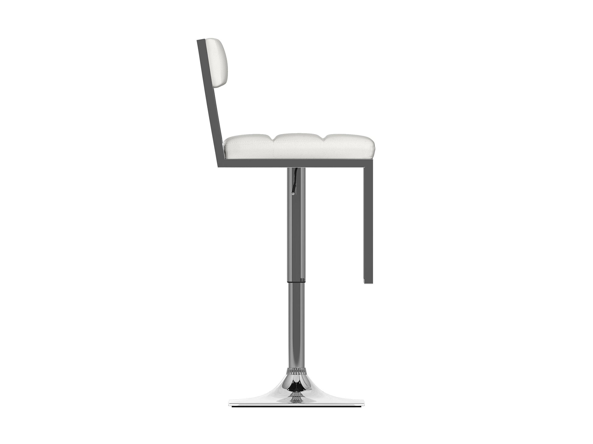 White bar stools set of 2 with padded seats, sleek chrome legs, and modern design for kitchen or bar area.