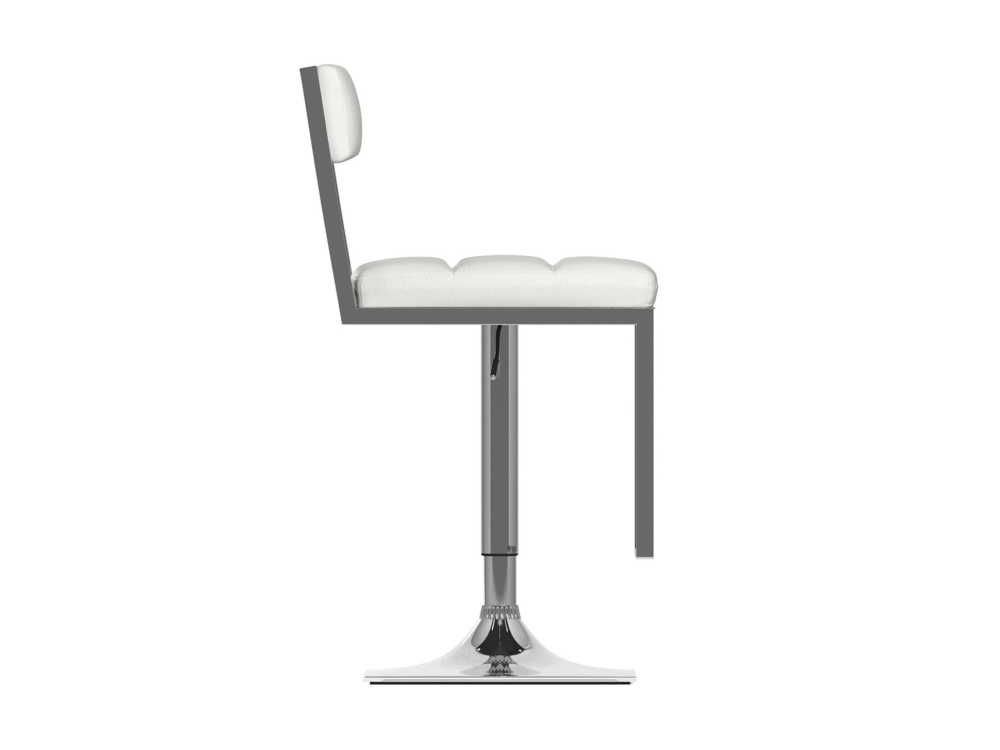 Set of 2 white bar stools with wooden legs and cushioned seats, modern minimalist design for kitchen or bar area.