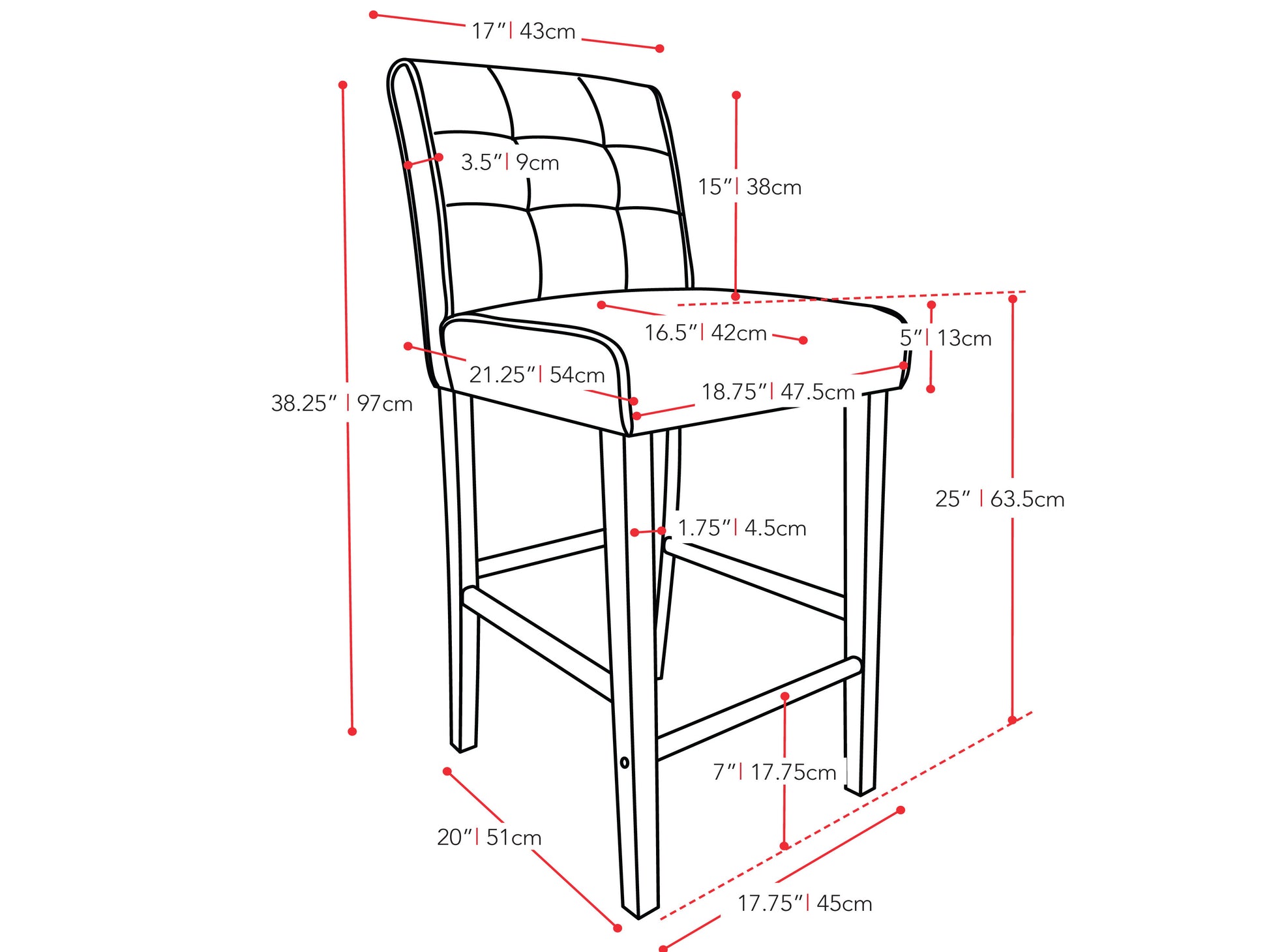 Brown wooden bar stool with padded seat and backrest, counter height, featuring sleek dark brown legs and a comfortable beige fabric cushion, perfect for kitchen islands and home bars.