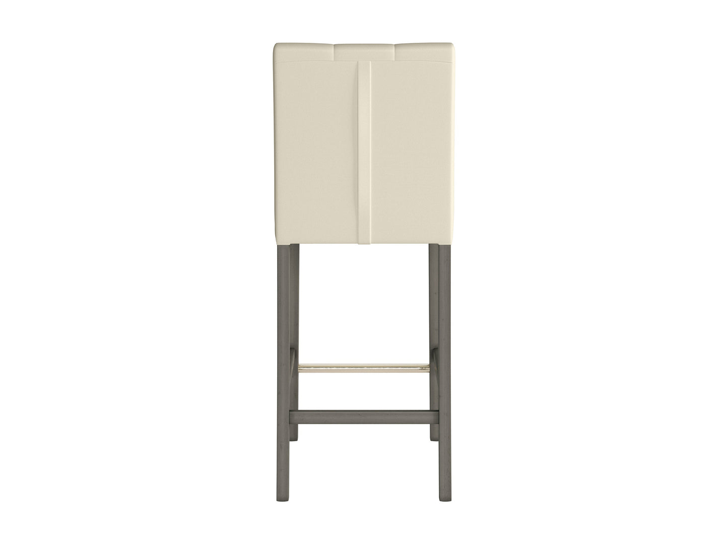 Warm white vegan leather bar stool with sleek black metal legs and a modern minimalist design.