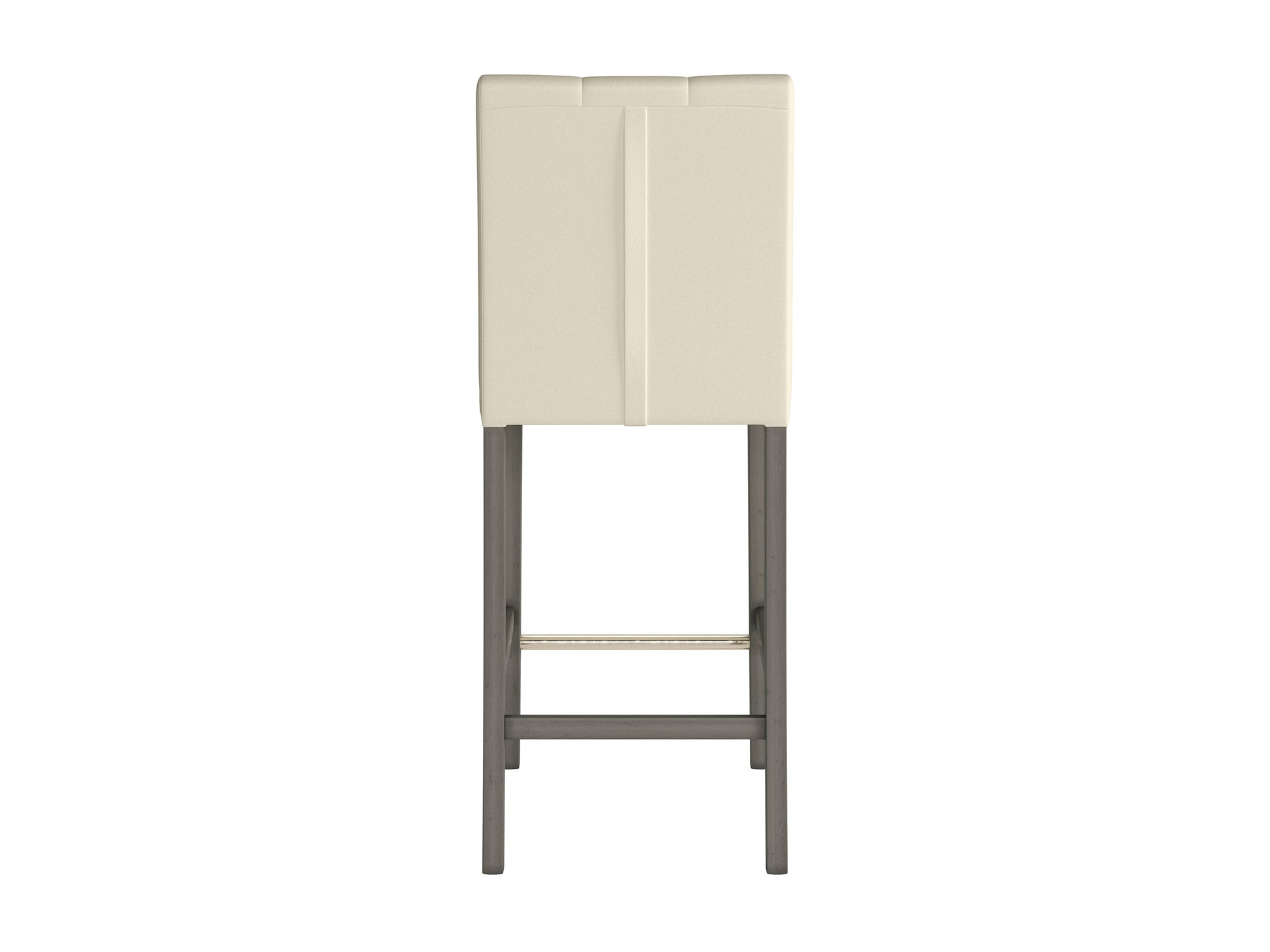 Warm white vegan leather bar stool with sleek black metal legs and a modern minimalist design.
