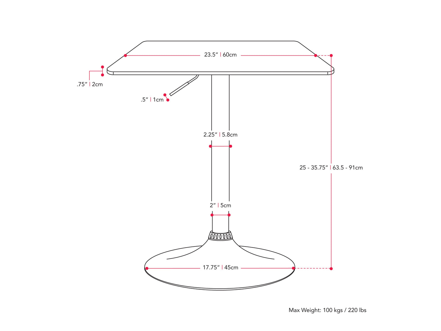 Adjustable height black bar table with square top and sleek metal frame.