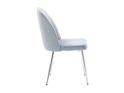 Blue velvet dining chairs set of 2 with gold metal legs, tufted backrest, and modern design for dining rooms.