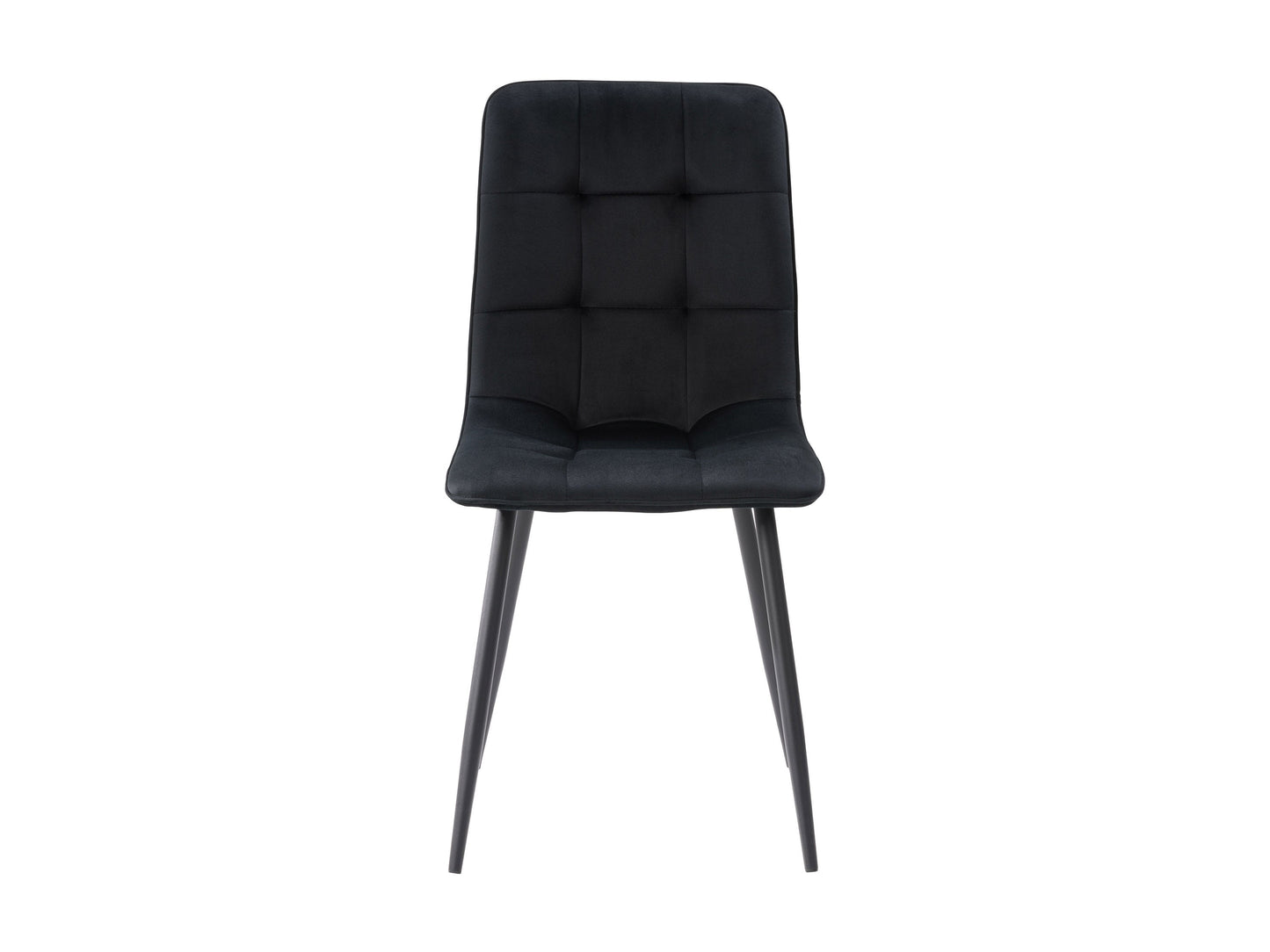 Black velvet upholstered dining chairs set of 2 with gold metal legs and tufted backrest, modern dining room furniture.