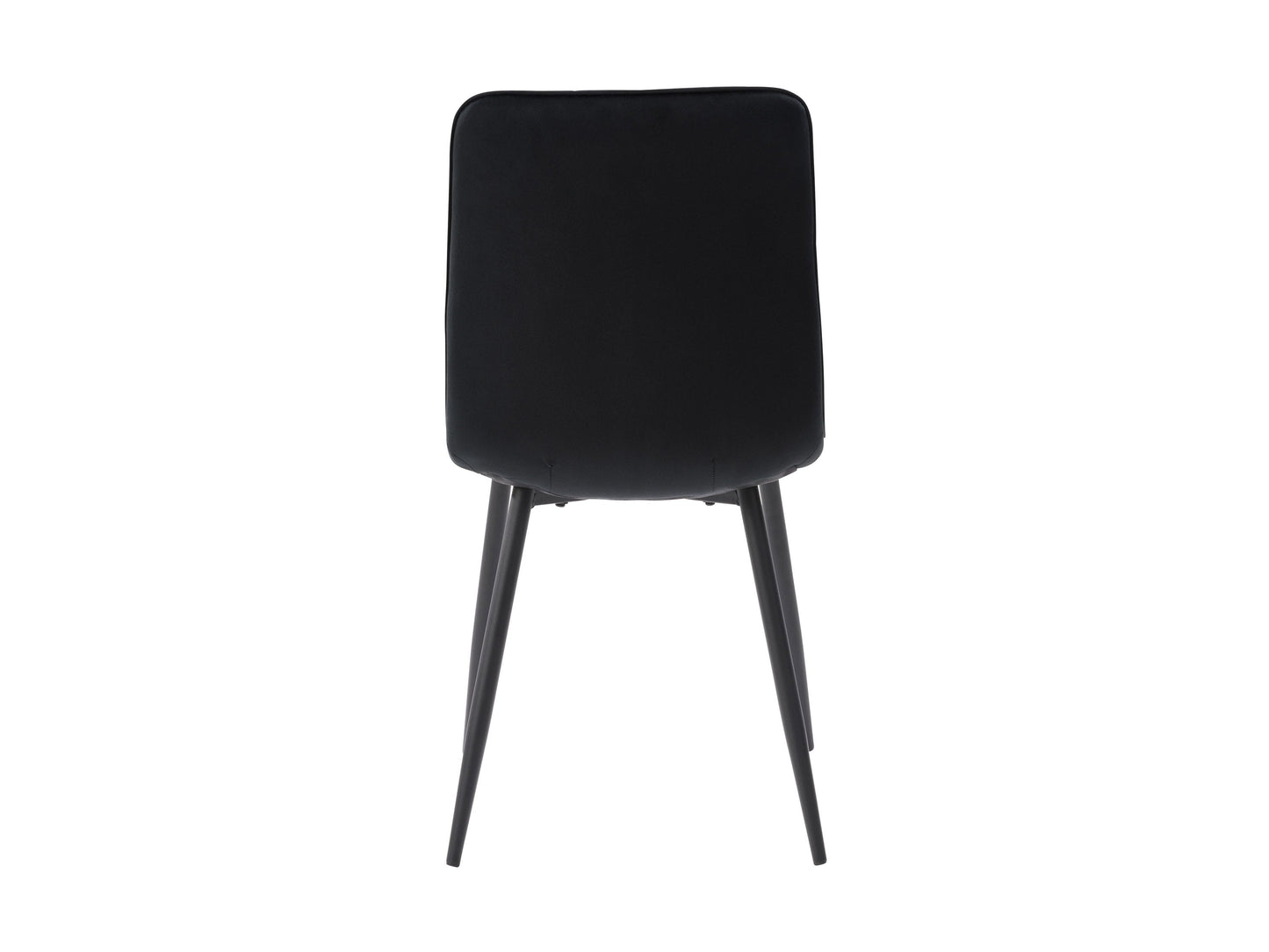 Black velvet upholstered dining chairs, set of 2, with gold metal legs and tufted backrest for modern dining rooms.