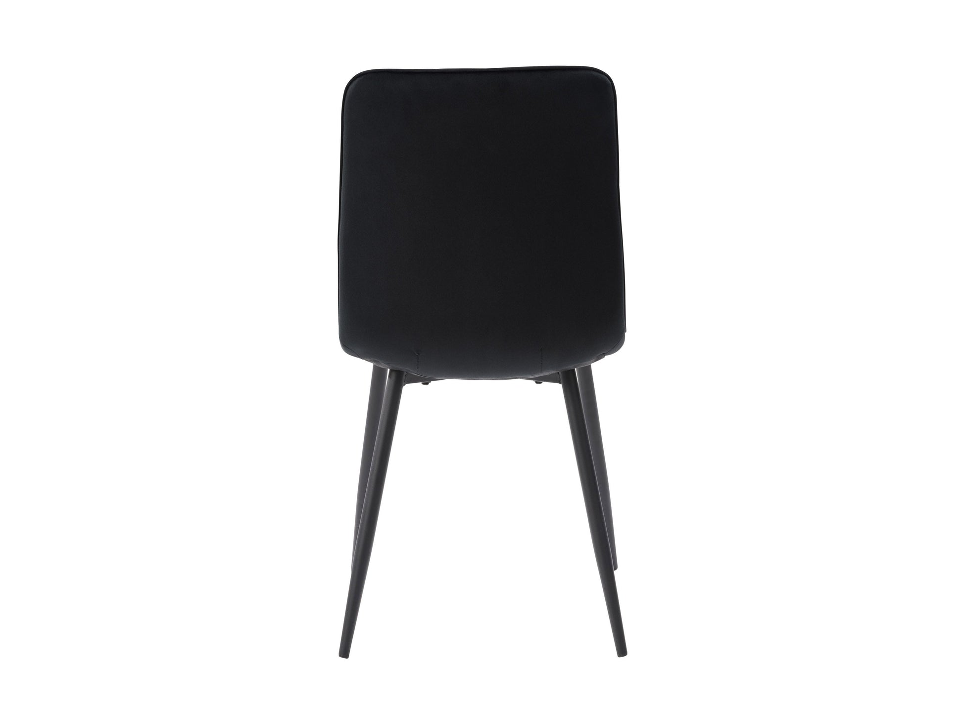 Black velvet upholstered dining chairs, set of 2, with gold metal legs and tufted backrest for modern dining rooms.