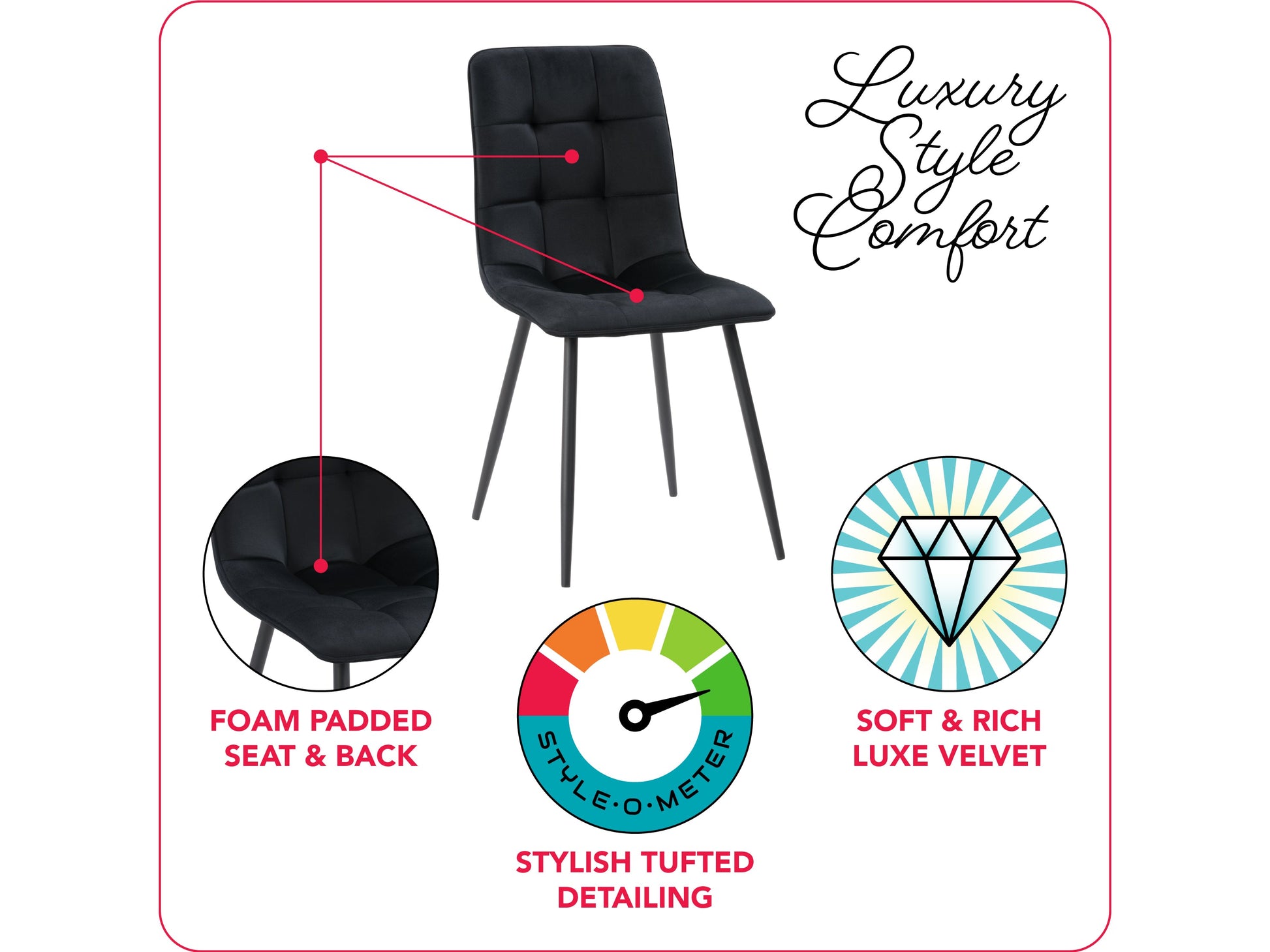Black round dining table set with four matching chairs, sleek modern design, and sturdy metal legs.