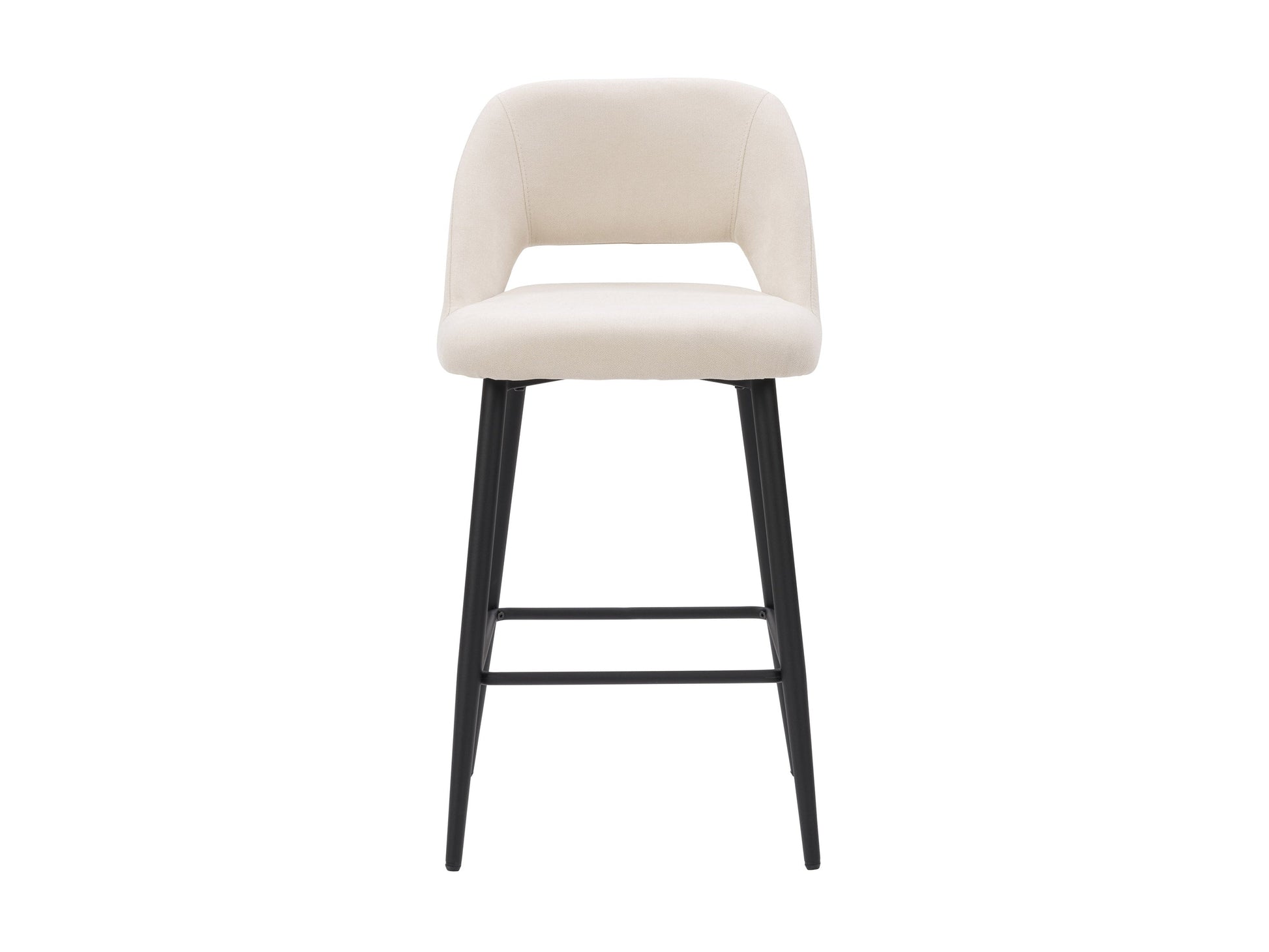 Cream velvet bar stools set of 2 with gold metal legs and tufted backrest for modern kitchen or bar.