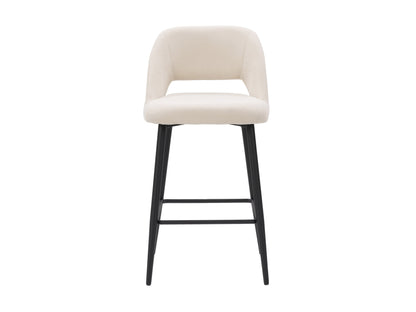 Cream velvet bar stools set of 2 with gold metal legs and tufted backrest for modern kitchen or bar.