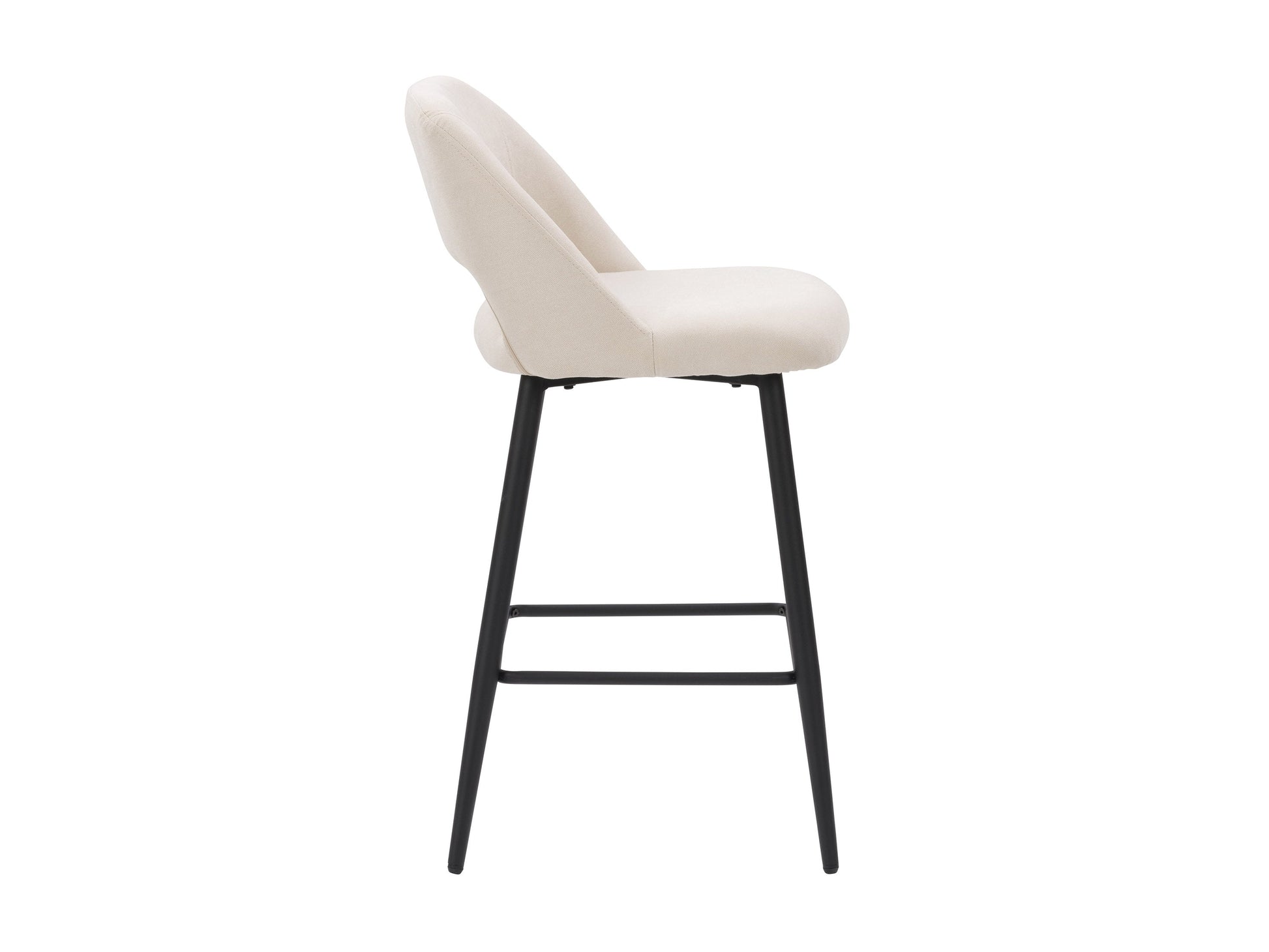Cream velvet bar stools set of 2 with gold metal legs and tufted backrest, modern design.