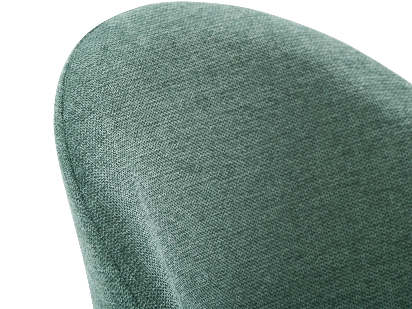 Curved dark green dining chairs, set of 2, with upholstered seats and sleek black metal legs.