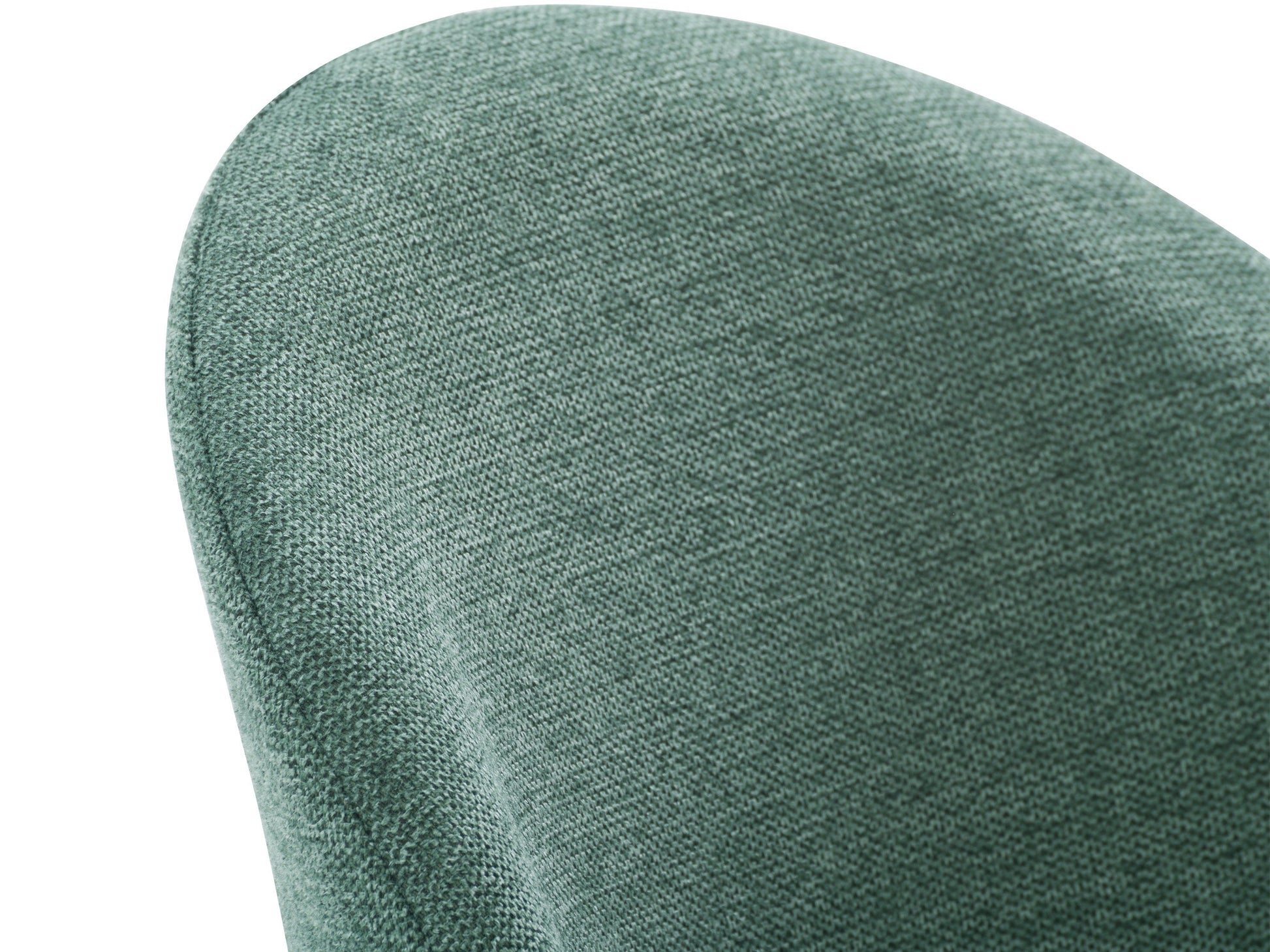 Curved dark green dining chairs, set of 2, with upholstered seats and sleek black metal legs.