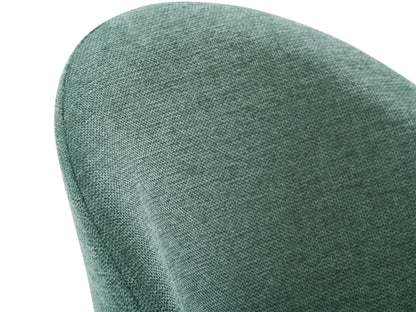 Curved dark green dining chairs, set of 2, with upholstered seats and sleek black metal legs.