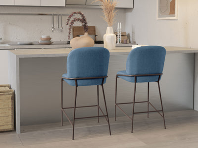 blue Metal Bar Stool Blakeley Collection lifestyle scene by CorLiving#color_blakeley-blue