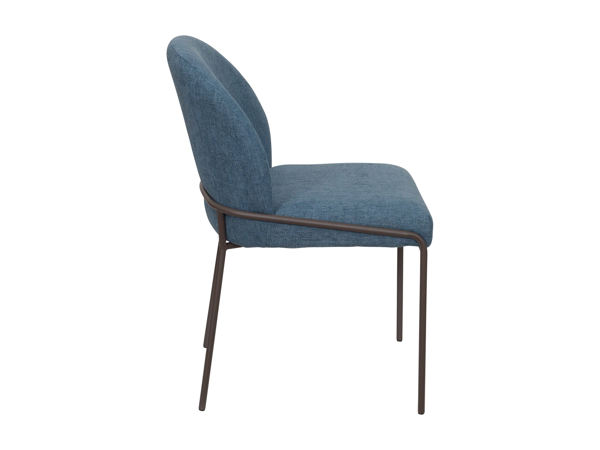 Blue high back upholstered dining chairs, set of 2, with wooden legs and tufted cushions for modern dining rooms.
