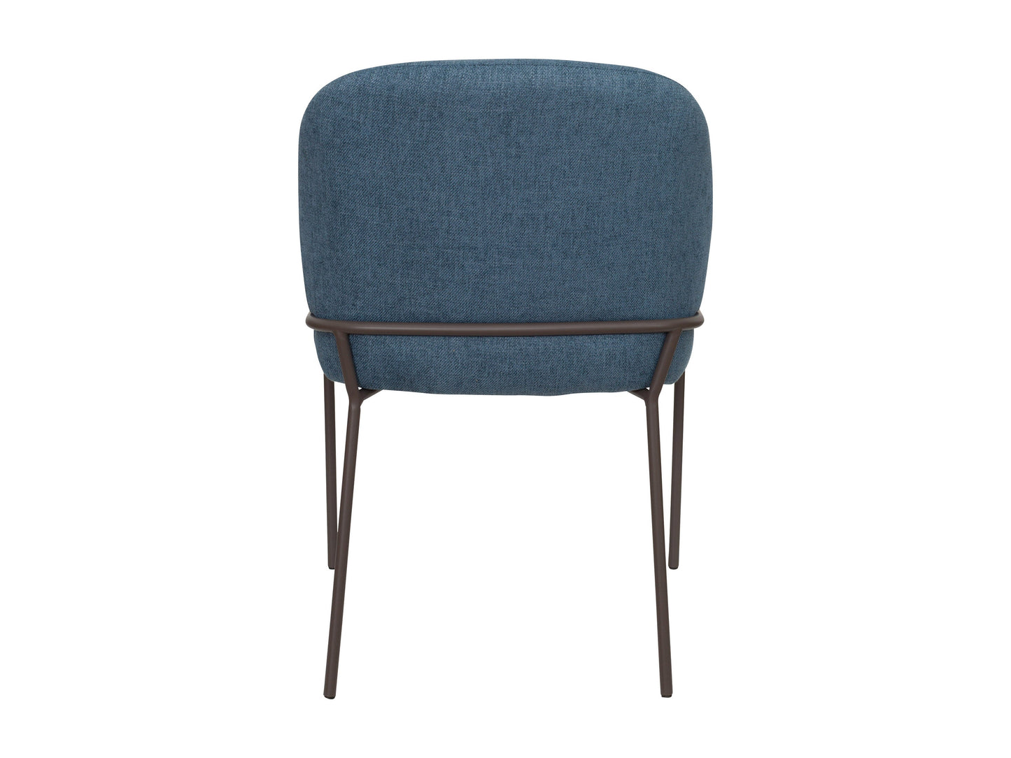 High back blue upholstered dining chairs, set of 2, with sleek wooden legs and comfortable cushioning.