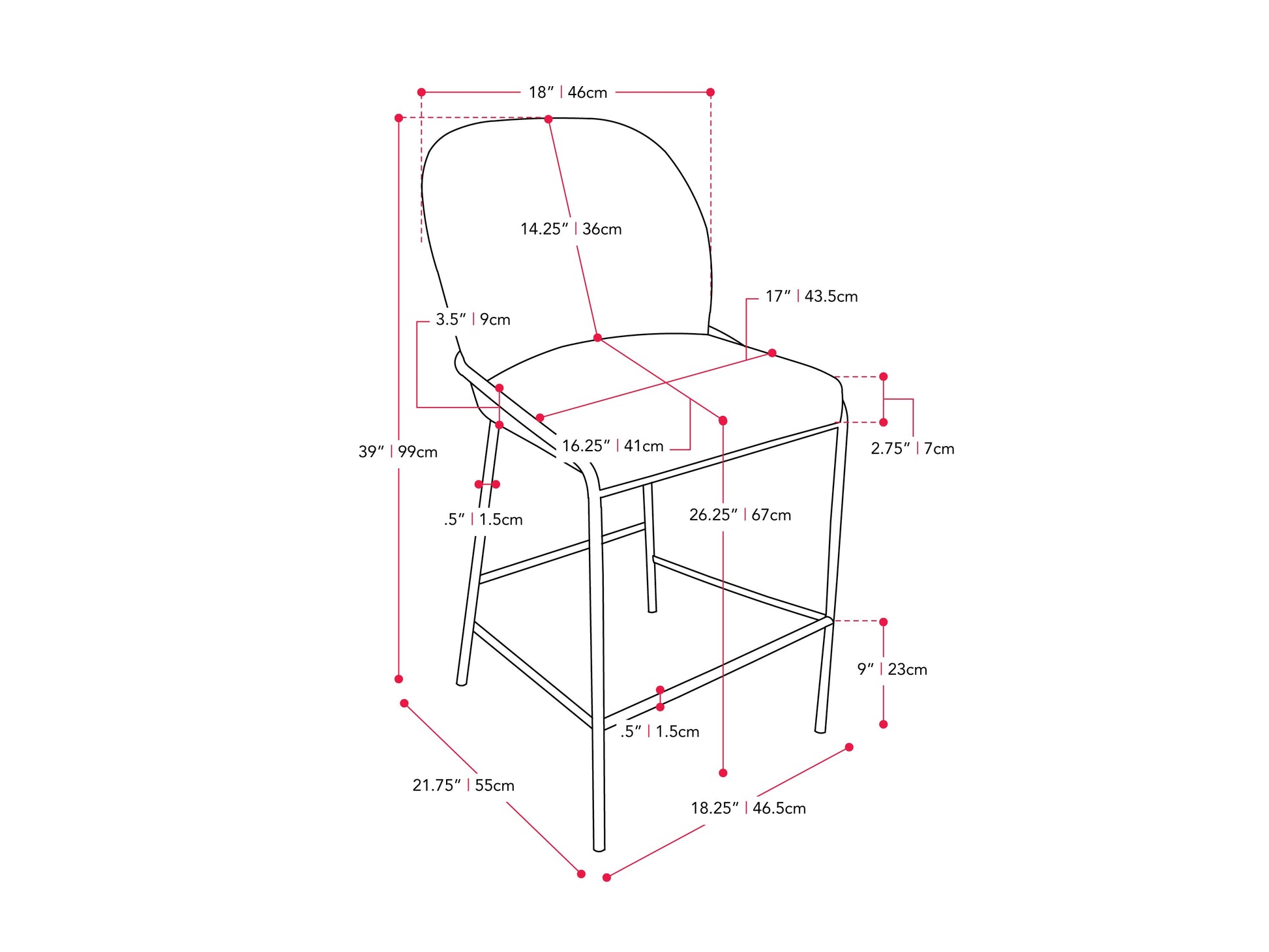 White boucle bar stool with curved backrest, black metal legs, and contemporary design.