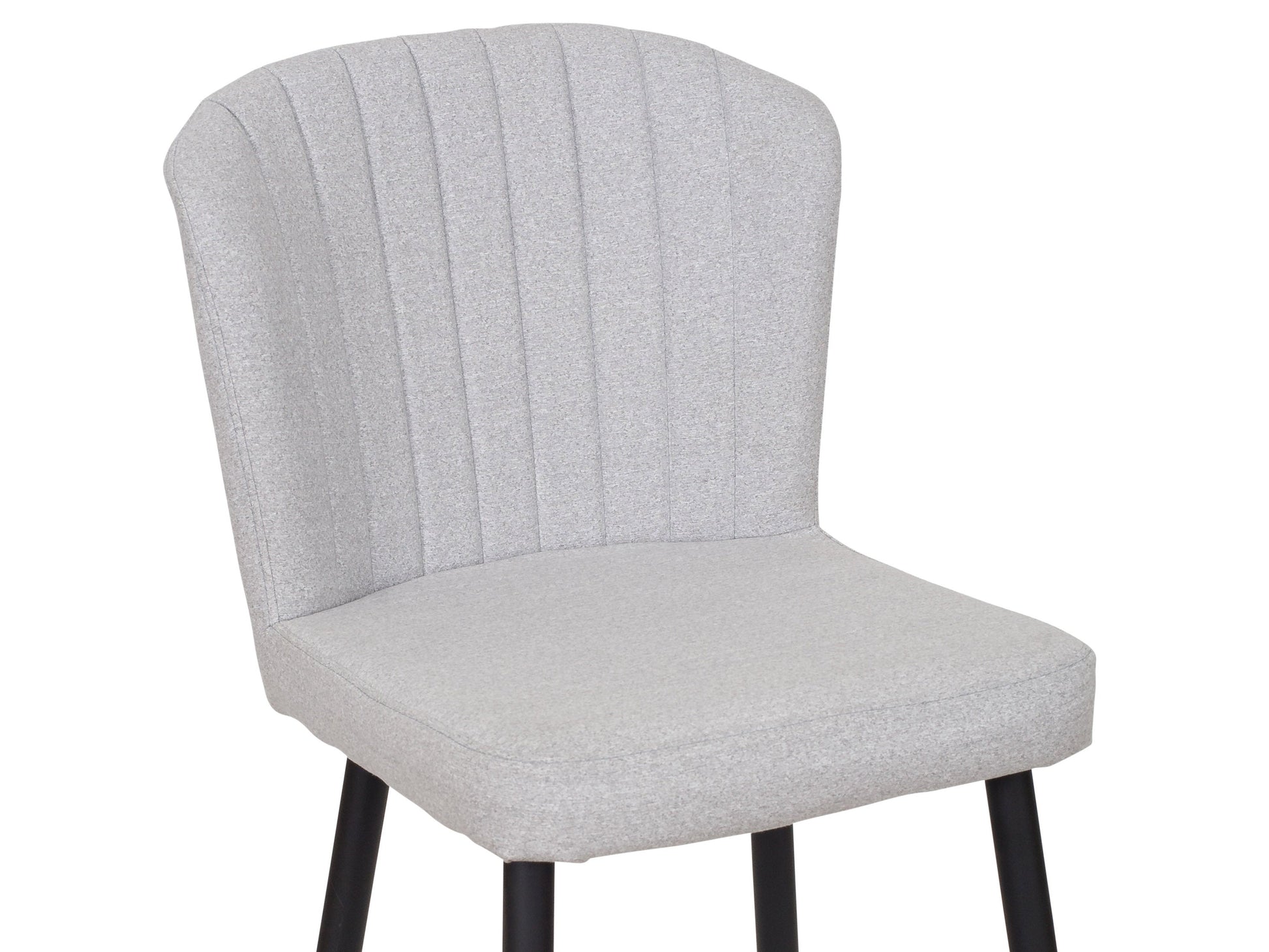 Light grey metal bar stools, set of 2, with cushioned seats and sleek modern design.