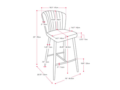 Light grey metal bar stools, set of 2, with cushioned seats and sleek contemporary design.