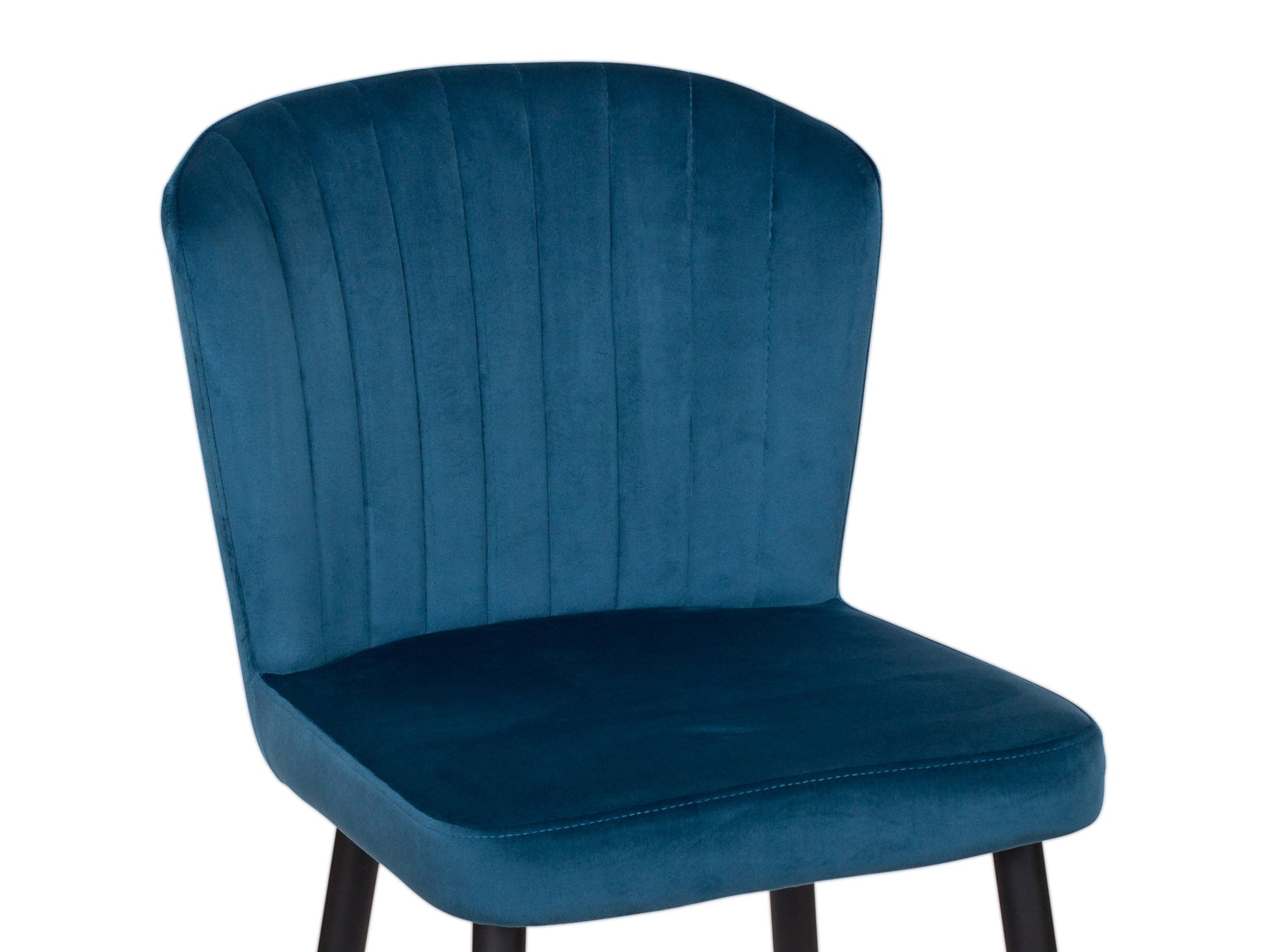 Navy blue metal bar stools set with padded seats and sleek design, ideal for modern kitchens or home bars.