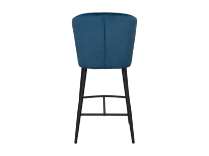 Navy blue metal bar stools set of 2 with cushioned seats and sleek design for modern kitchens or bars.
