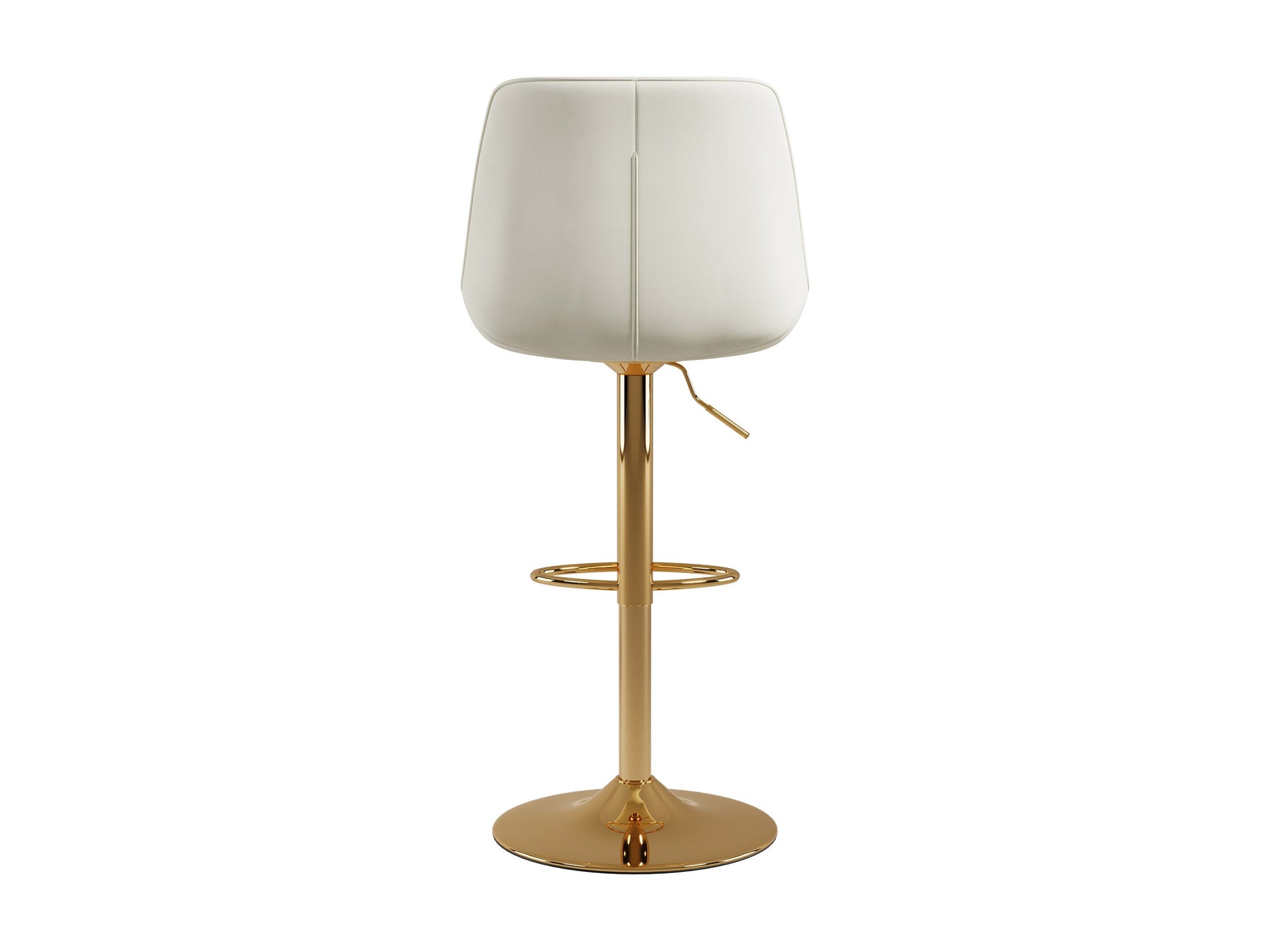 Gold adjustable bar stools, set of 2, with white cushioned seats and sleek modern design.