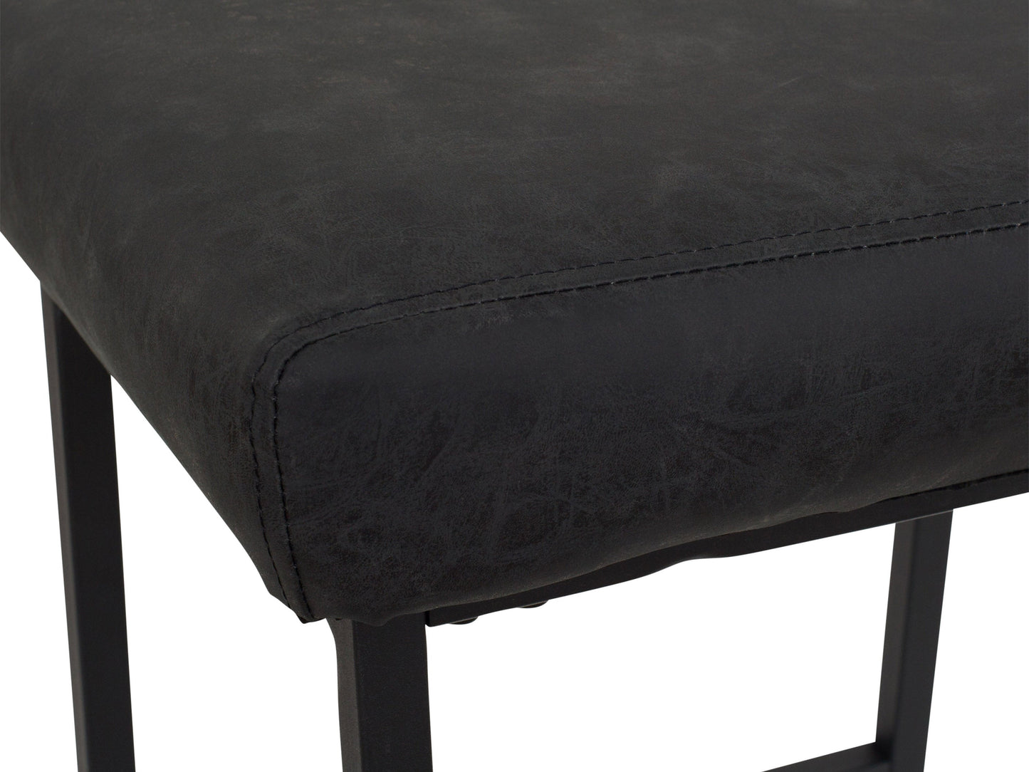 Black backless bar stools set of 2, sleek metal frame, cushioned seat, modern design, perfect for kitchen or bar areas.