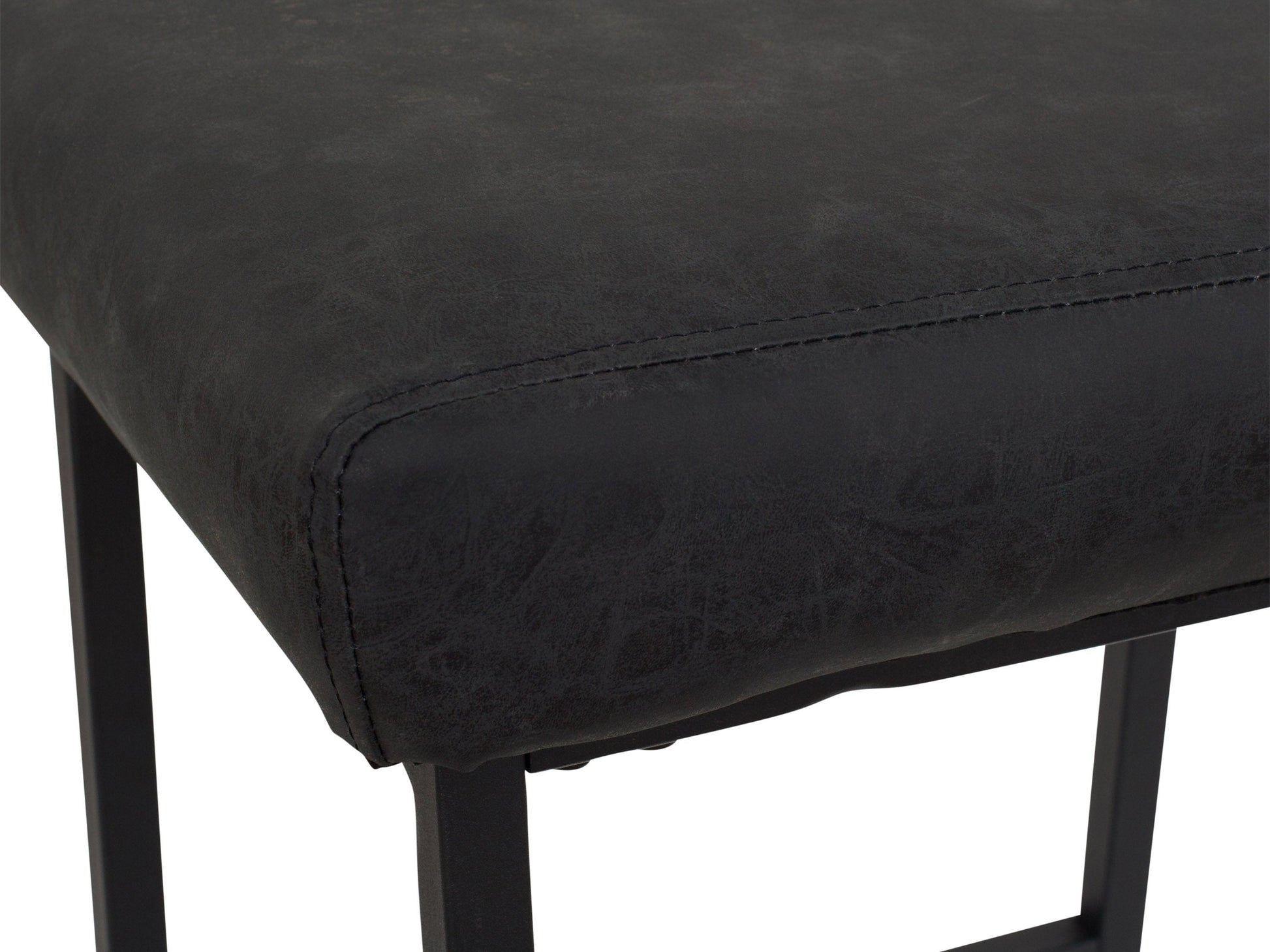 Black backless bar stools set of 2, sleek metal frame, cushioned seat, modern design, perfect for kitchen or bar areas.
