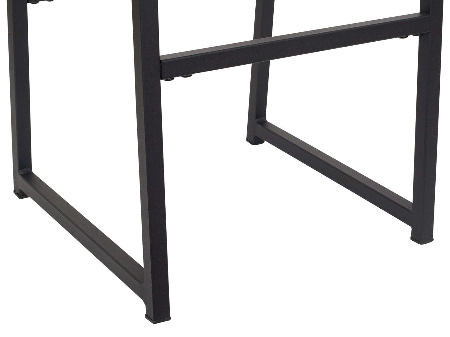 Black backless bar stools set of 2 with cushioned seats, sleek metal legs, and contemporary design.