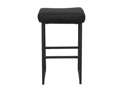 Black backless bar stools, set of 2, with cushioned seats and sleek metal frames, modern minimalist design.