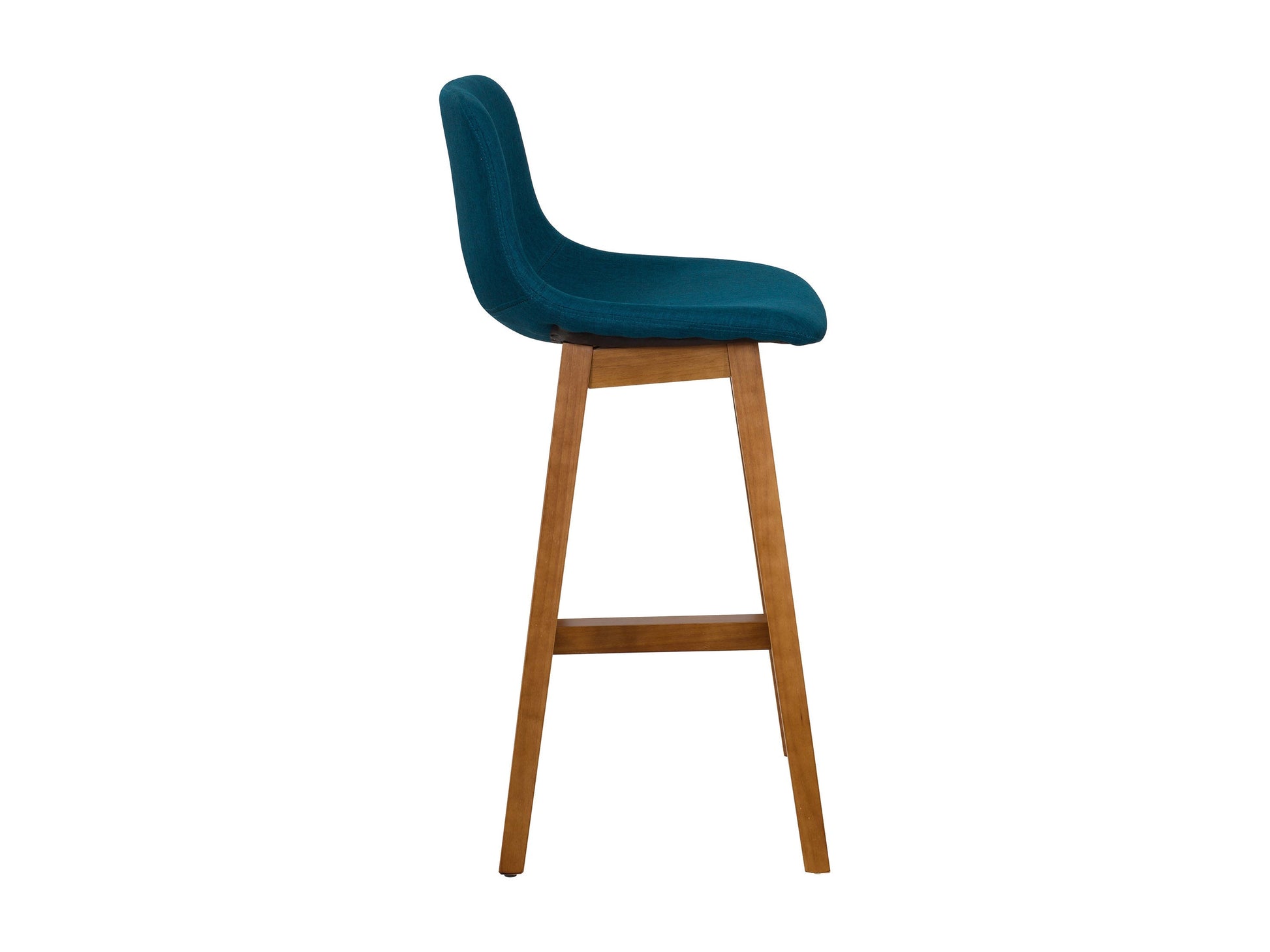 Blue wood bar stools, set of 2, with cushioned seats and sleek modern design.