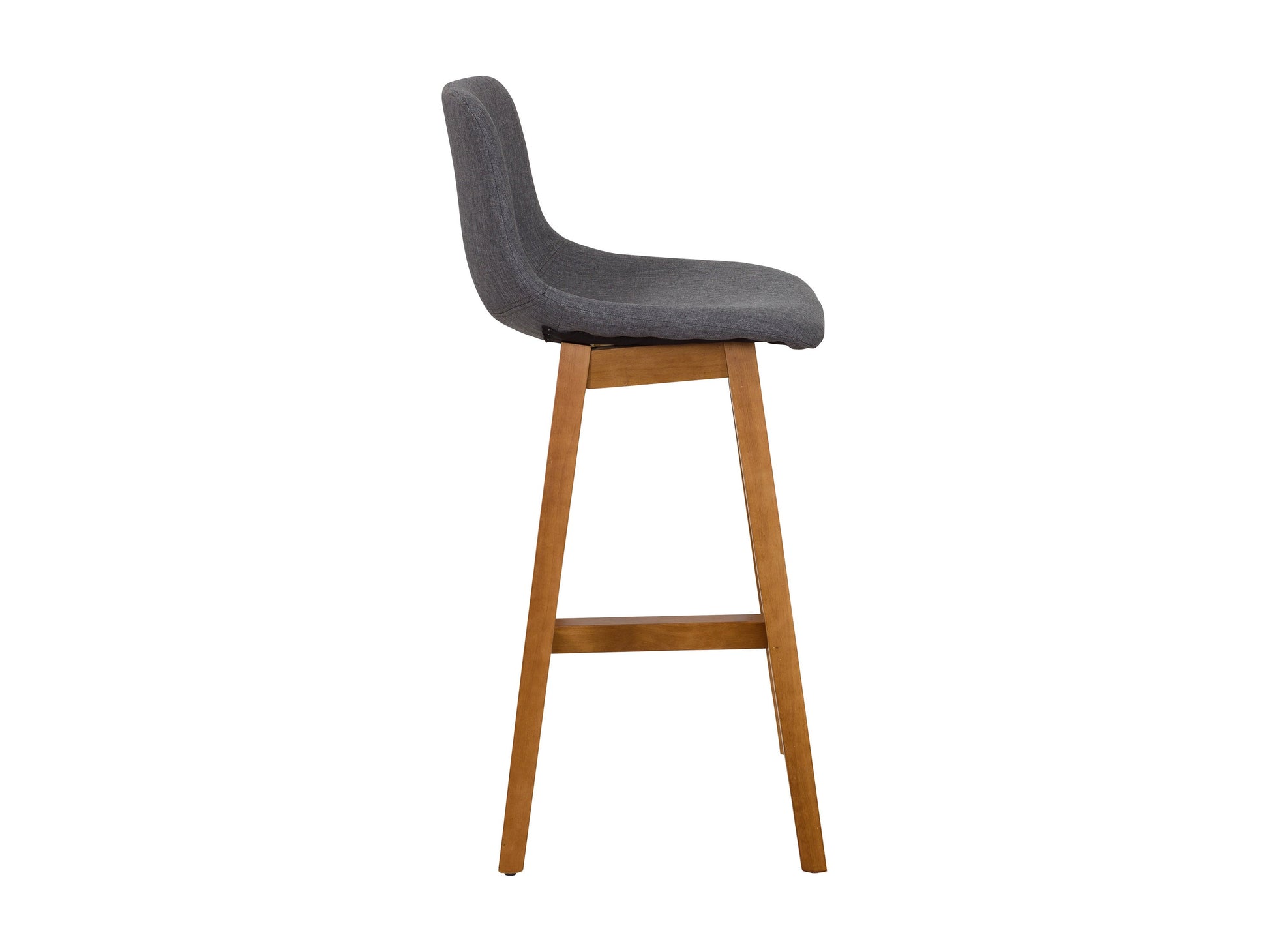 Grey wood bar stools, set of 2, with cushioned seats and sleek modern design, perfect for kitchen or bar areas.