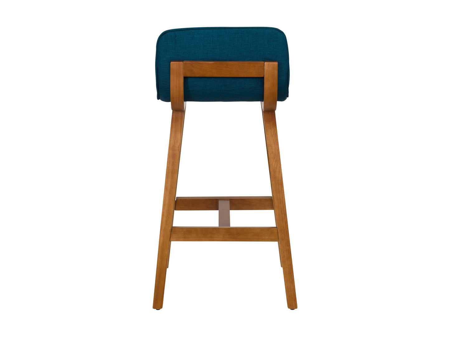 Blue wooden bar stools set of 2 with cushioned seats, curved backs, and sleek design for modern kitchens and bars.