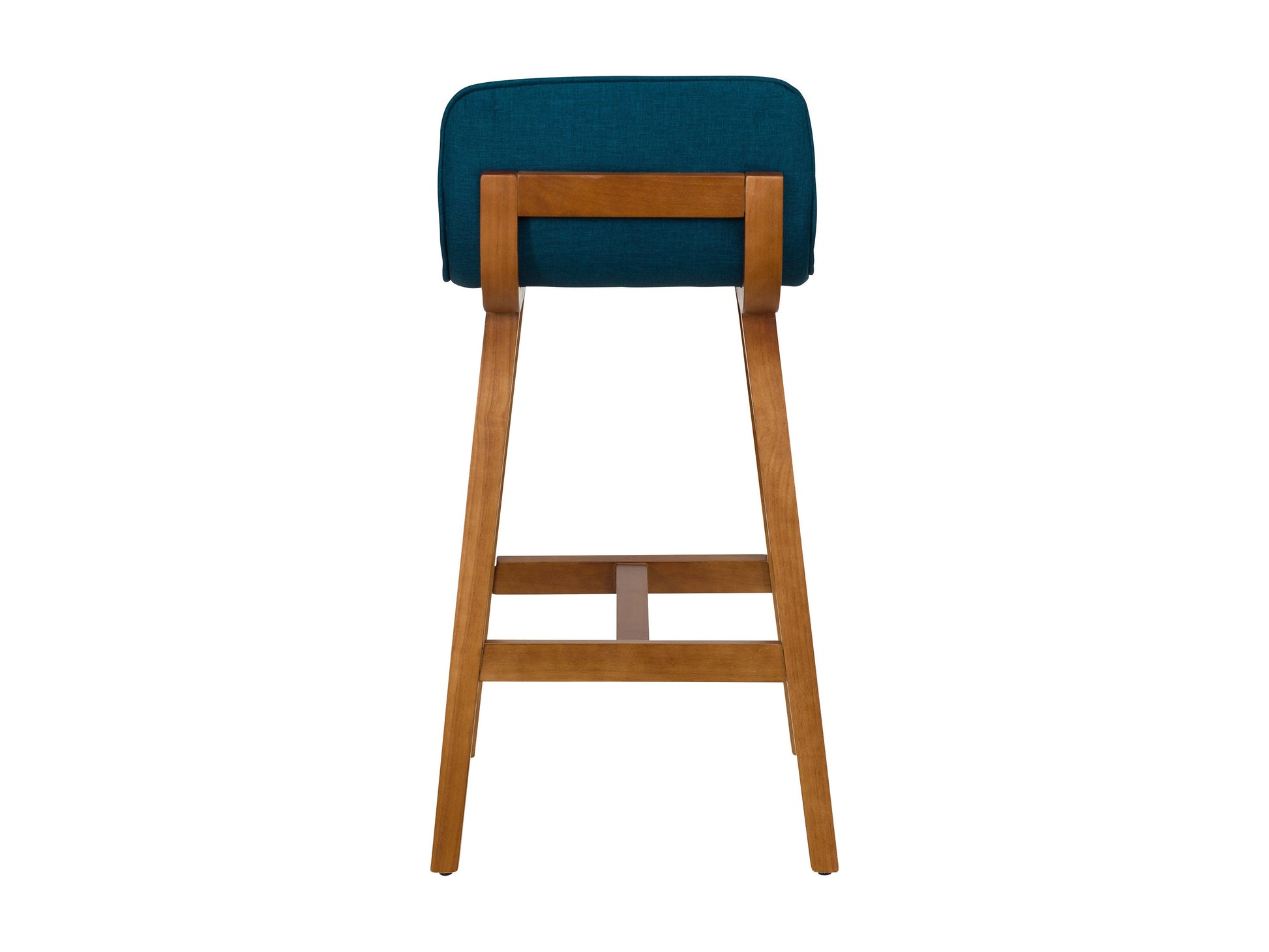 Blue wooden bar stools set of 2 with cushioned seats, curved backs, and sleek design for modern kitchens and bars.