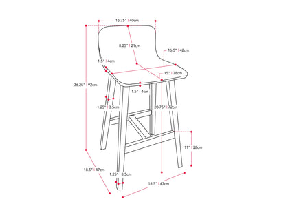 Grey wooden bar stools set of 2 with cushioned seats, sleek design, and sturdy legs for modern kitchen or bar areas.