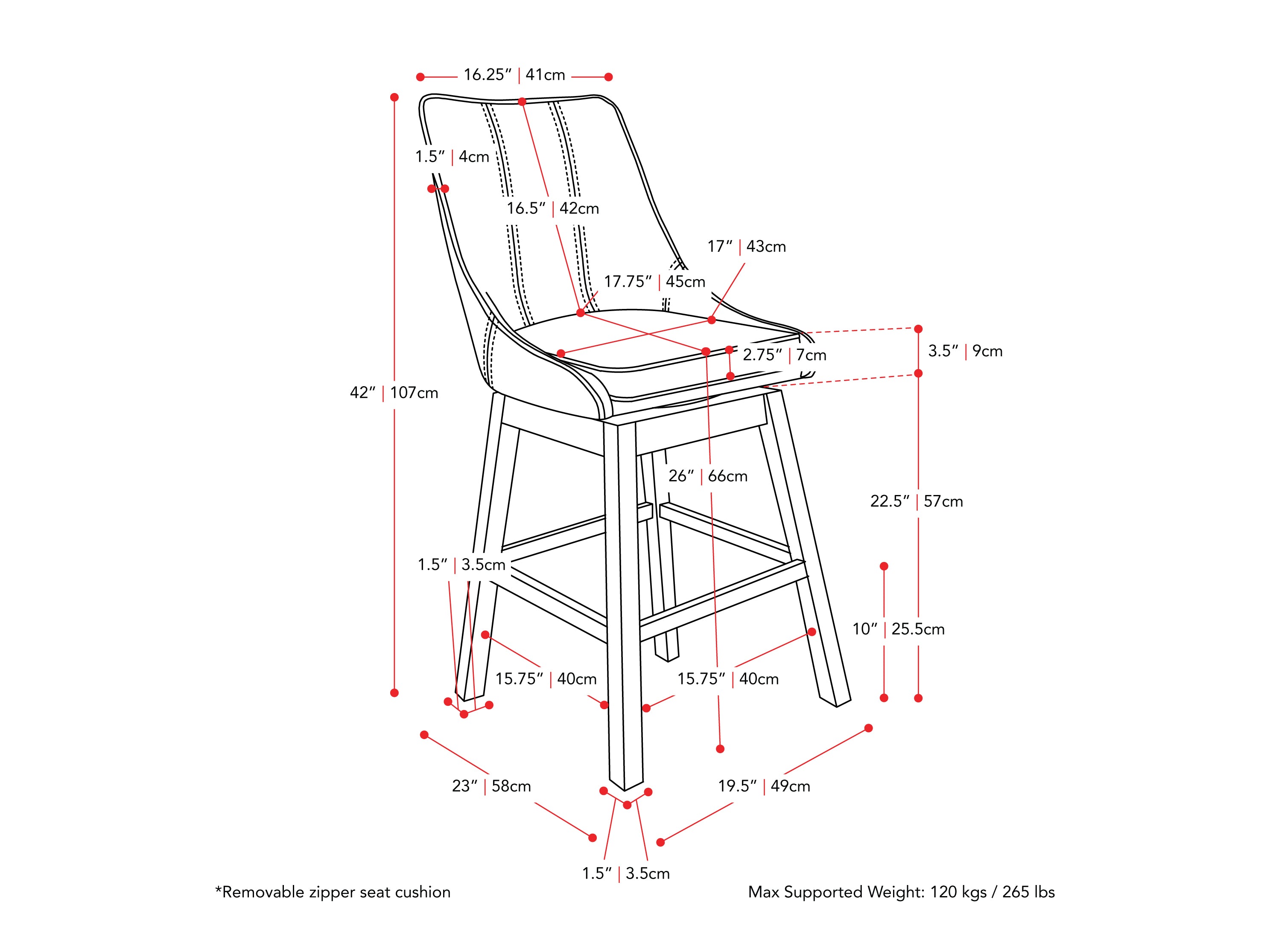 Beige modern bar stools with cushioned seats, sleek black metal legs, and a contemporary design.