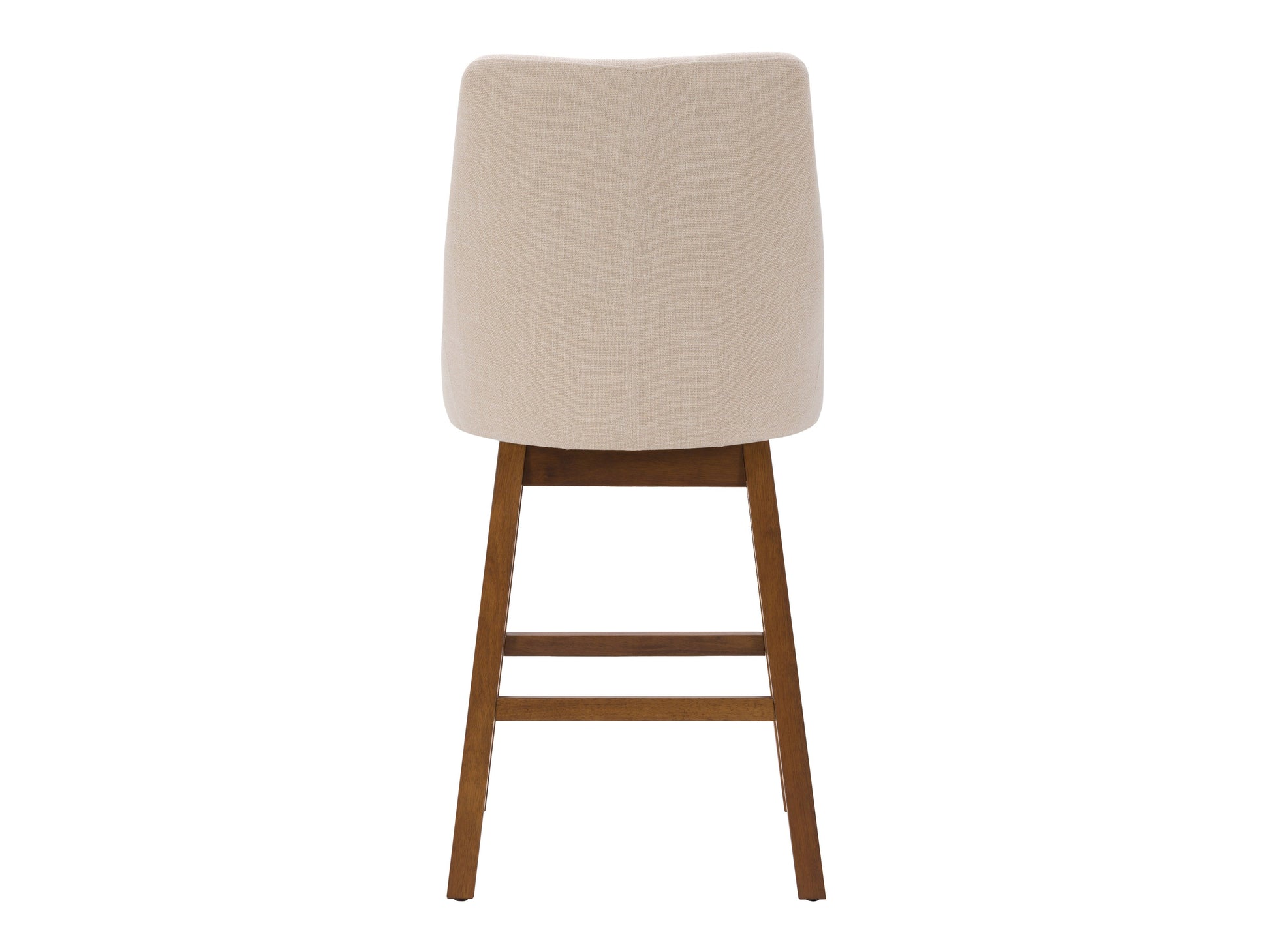 Beige modern bar stool with cushioned seat, metal legs, and a sleek, minimalist design.