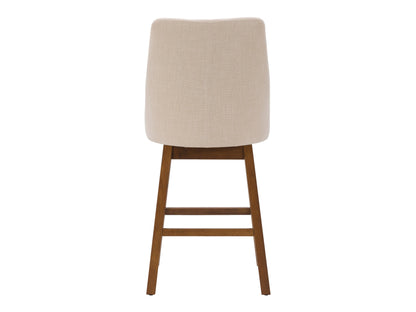 Beige modern bar stool with cushioned seat, metal legs, and a sleek, minimalist design.