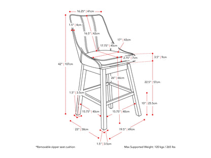 Blue modern bar stool with cushioned seat, sleek metal legs, and footrest, perfect for contemporary kitchens and bars.