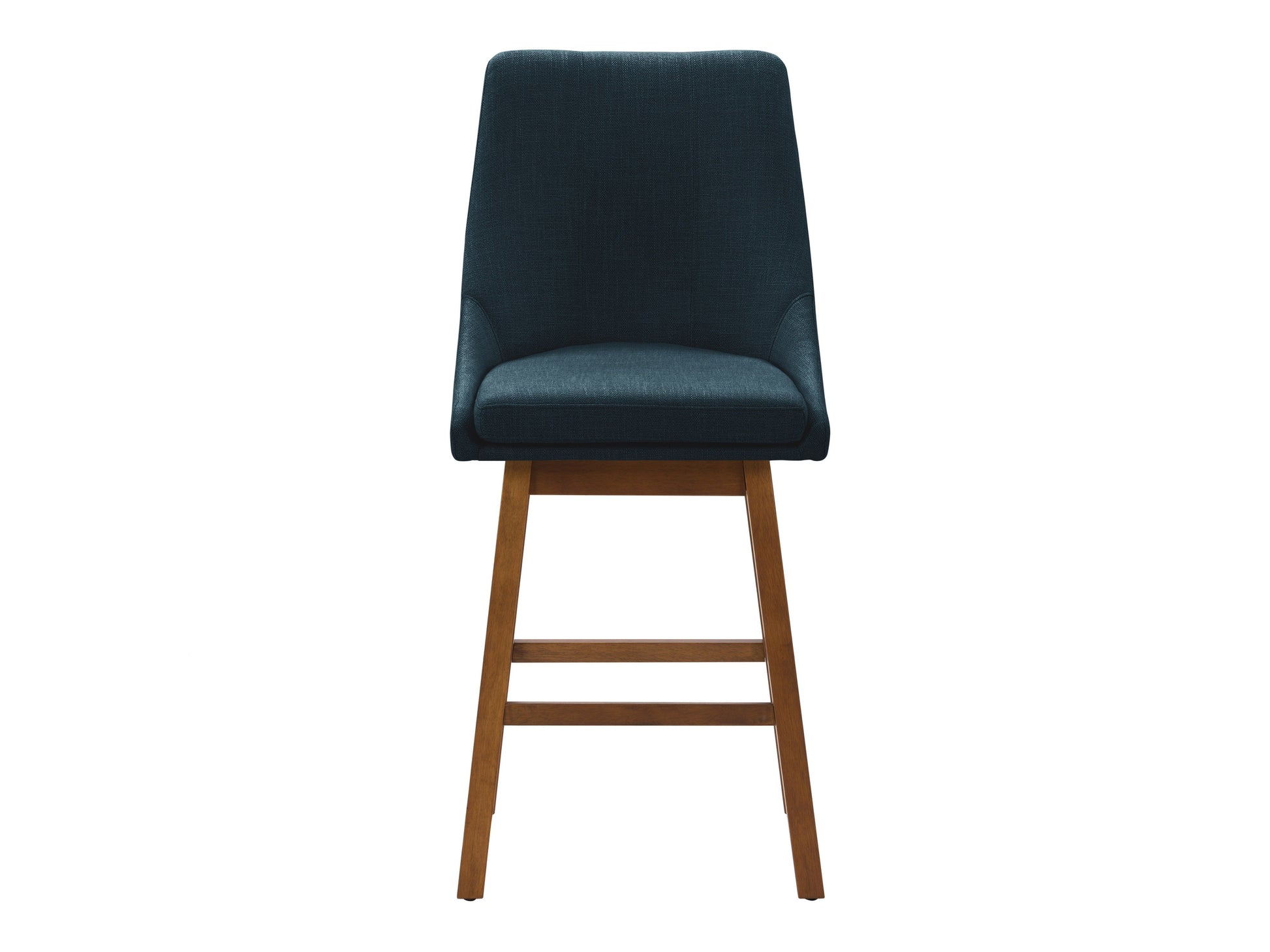 Blue modern bar stools with metal legs and cushioned seats, perfect for contemporary kitchens or home bars.