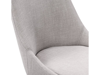 Light grey modern bar stool with cushioned seat, metal legs, and footrest, perfect for contemporary kitchens and bars.