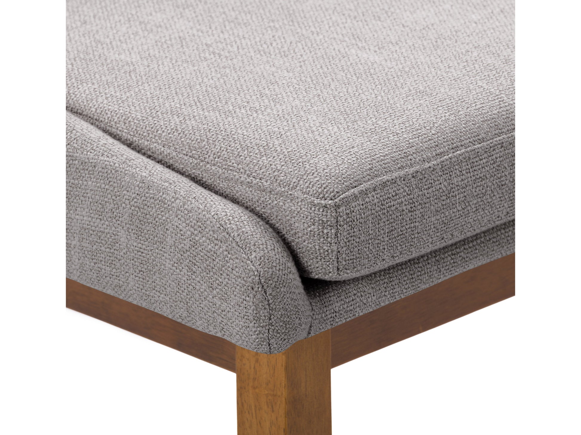 Light grey modern bar stool with cushioned seat, wooden legs, and sleek minimalist design.