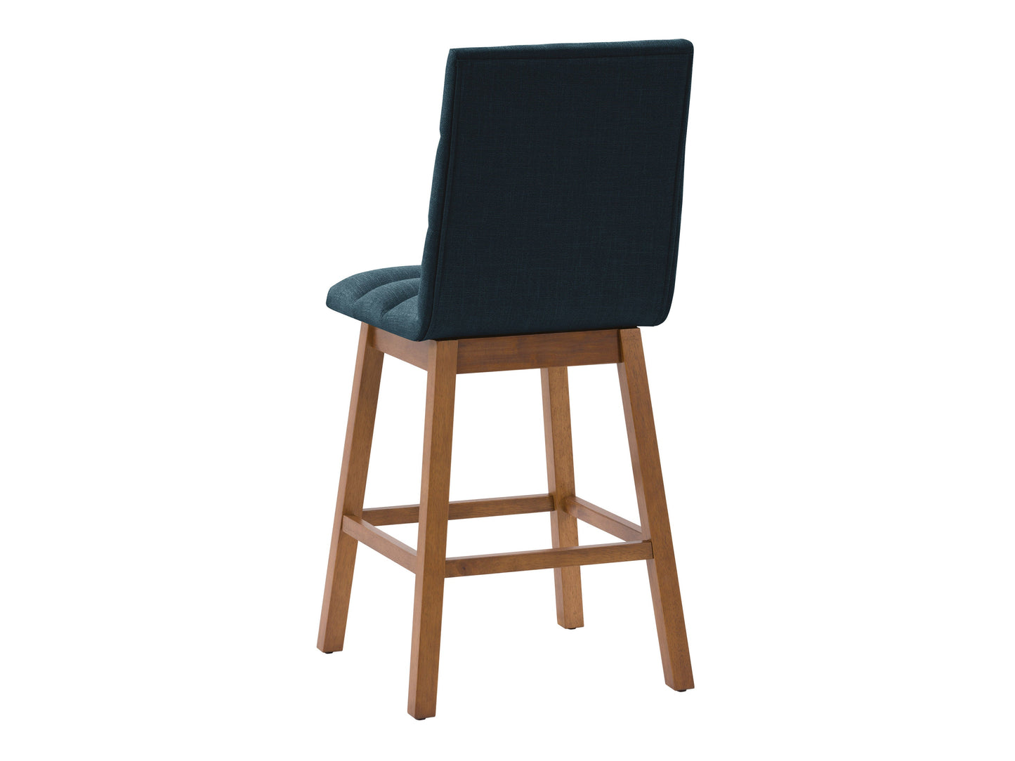 Blue channel tufted bar stool with gold metal legs and velvet upholstery, modern design.
