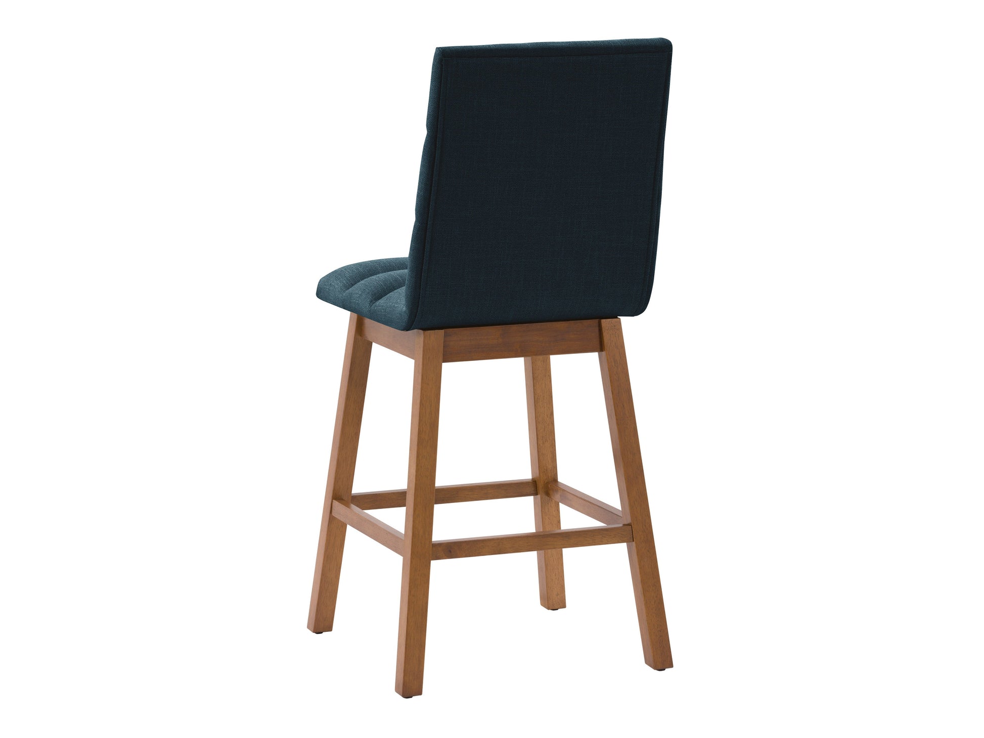Blue channel tufted bar stool with gold metal legs and velvet upholstery, modern design.